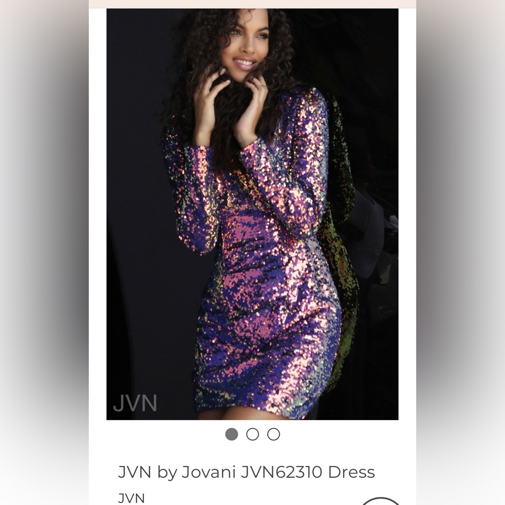 JVN by Jovani Sequin Mini Dress with Cutout Back Size 12 Prom Pageant Cocktails